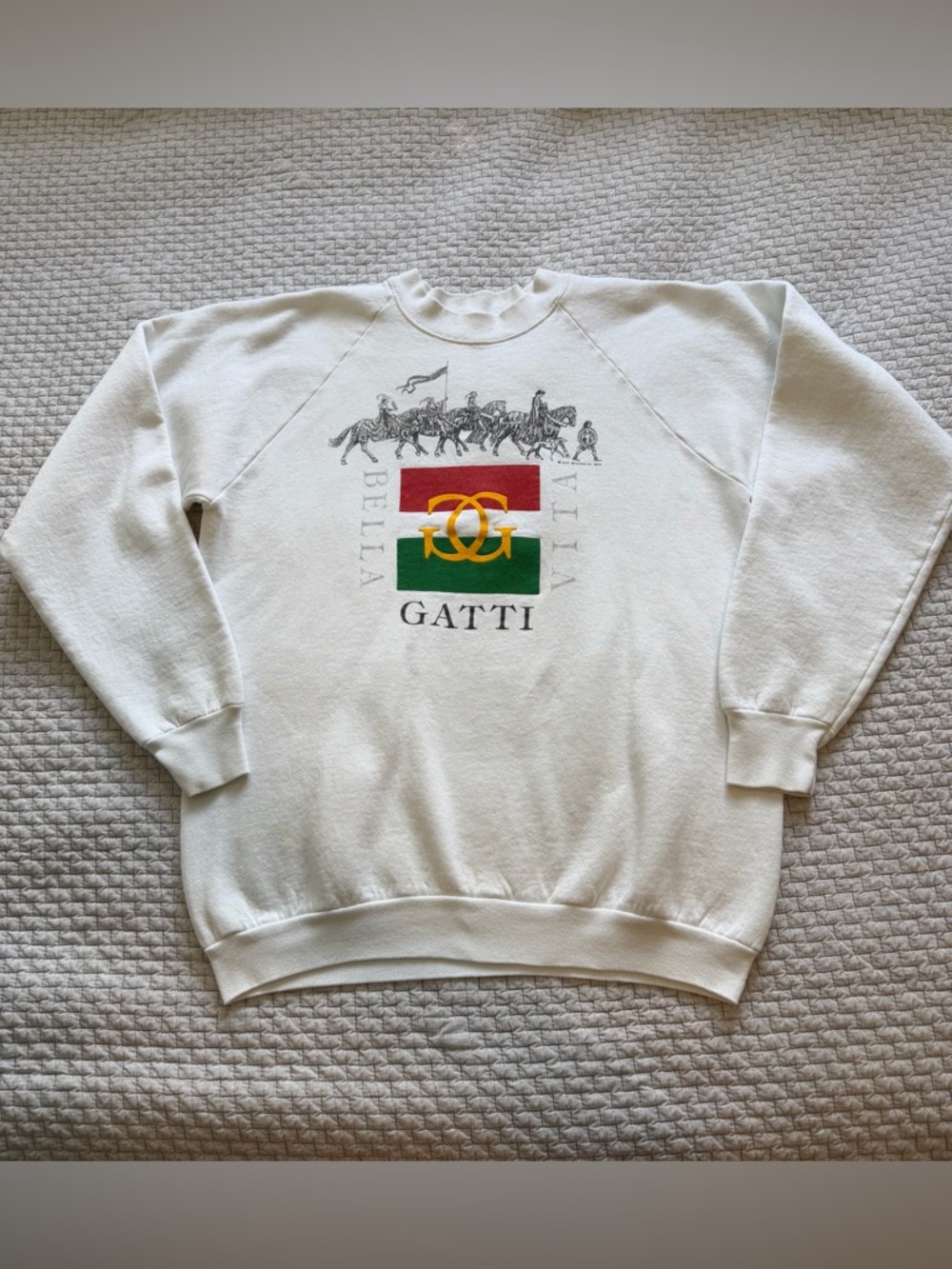 Vintage Gatti Bella Vita Gucci Style Logo Crewneck Sweatshirt Size XL